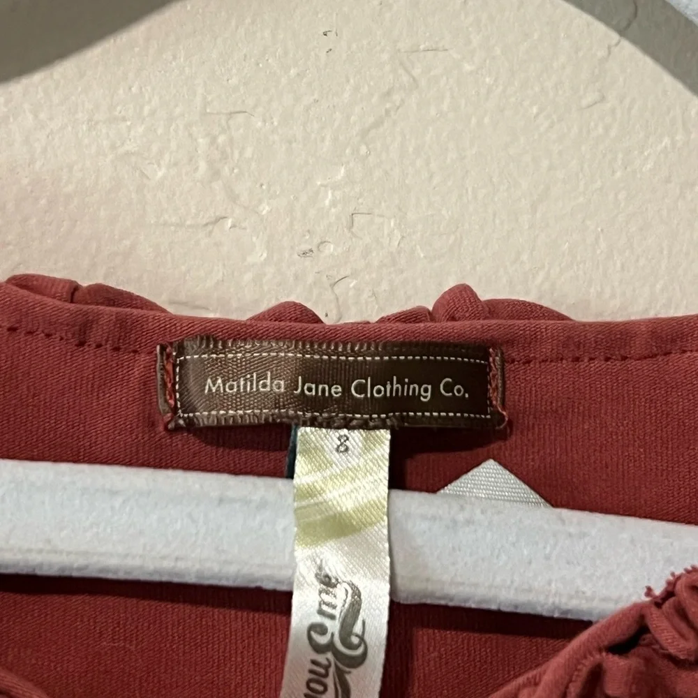 Matilda Jane You & Me Cinnamon Tee Dotted Long Sleeve Ruffle Size 8